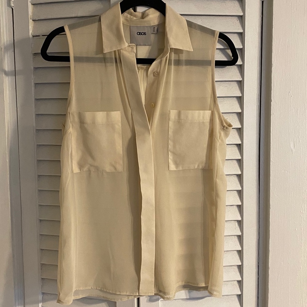 ASOS sheer button down collared tank top
